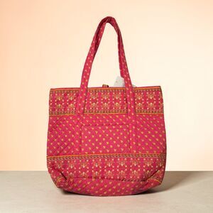 Taylor Layne Large Quilted Shoulder Shopping Bag Tote Red & Lime Green NWT